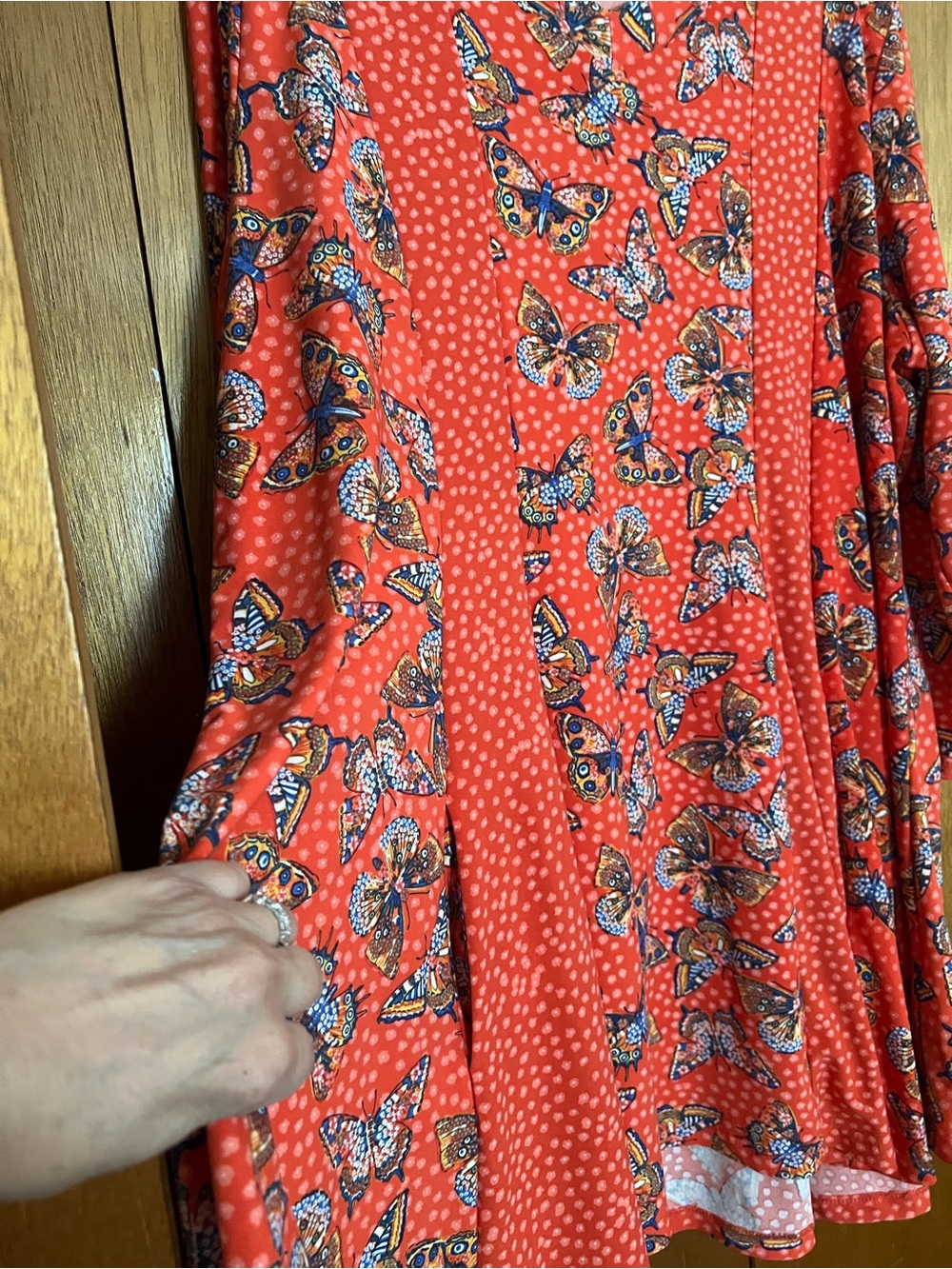 Attitudes by Renee Orange Butterfly Print V-neck Tunic - Picture 4 of 13